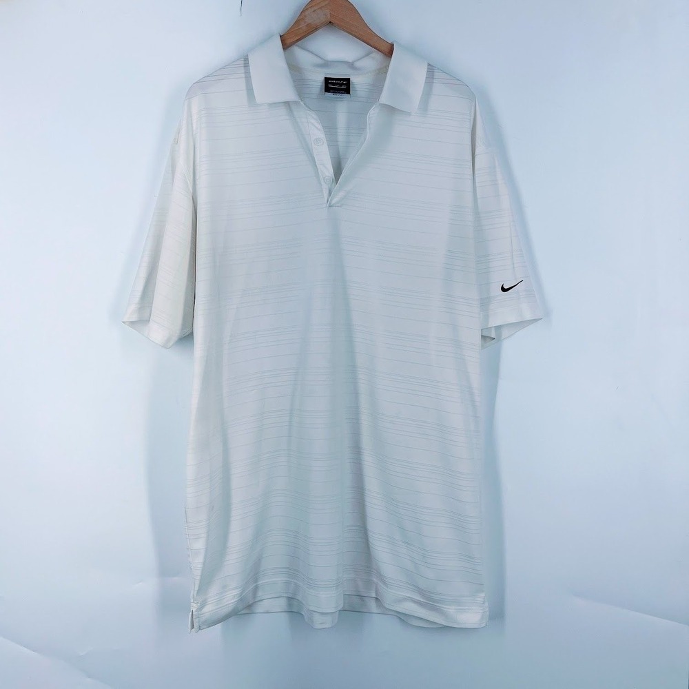 Nike Golf Dri-FIT Mens XXL White Textured Stripe Short Sleeve Polo Shirt RN56323
